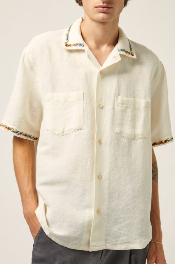 Spexly Rose Chain Short Sleeve Camp Shirt – Natural - Image 2